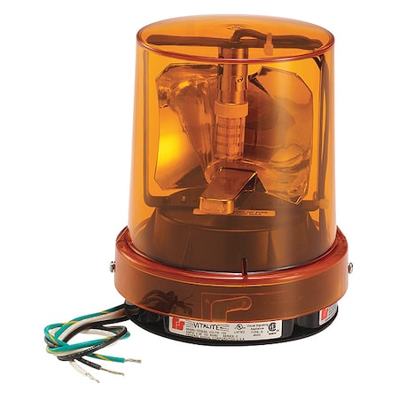 Vitalite Warning Light, Amber, LED, 120V AC, 60 FPM, 5 1/8 in Dia., 1/2 in NPT Pipe 121SLED-120A-M1