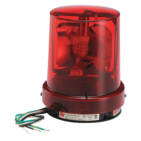 Vitalite Warning Light, Red, LED, 120V AC, 60 FPM, 5 1/8 in Dia., 1/2 in NPT Pipe 121SLED-120R-M1