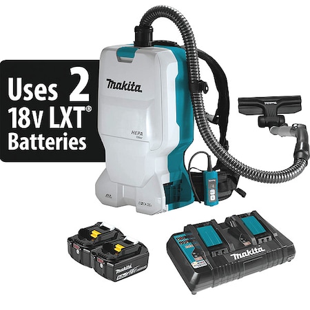 Makita Backpack Vacuum, 20 5/8 in H, 15 lb XCV17PG
