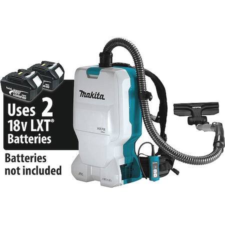 Makita Backpack Vacuum, 20 5/8 in H, 15 lb XCV17Z