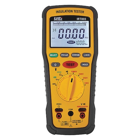 Uei Test Instruments NIST Certified IP42 Advanced Insulation Resistance Tester 600V AC/DC IRT803-N