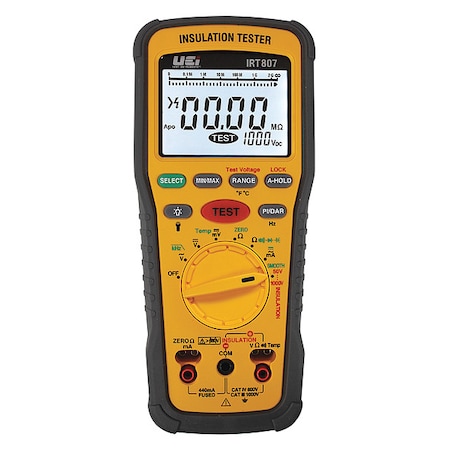 Uei Test Instruments NIST Certified IP42 Advanced Insulation Resistance Tester 1000V AC/DC IRT807-N