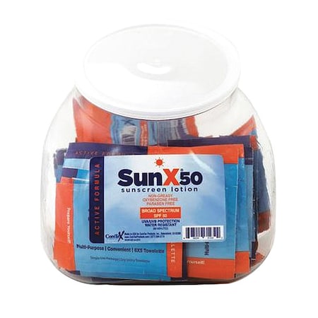 Sunx Sunscreen, 0.25 oz, Packet, 50 SPF, PK25 18-917G