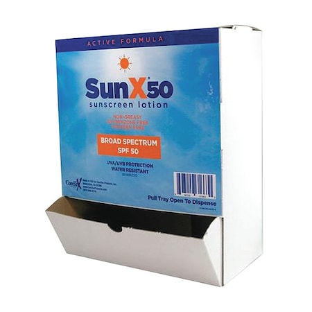 Sunx Sunscreen, 0.25 oz, Packet, 50 SPF, PK50 18-920G