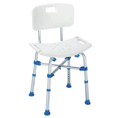 Big John Adjustable Shower Chair, 12 in L, Aluminum, Chrome Plated BJBATH