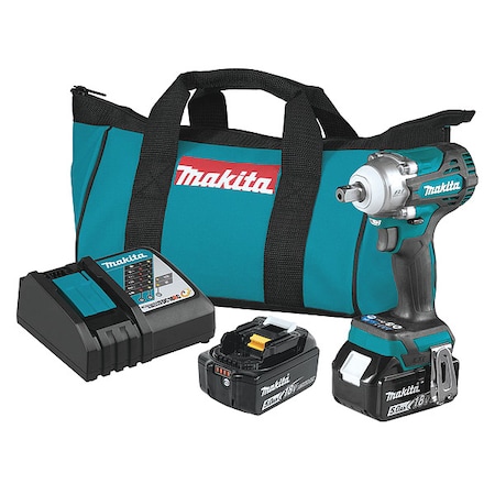 Makita 18V LXT Brushless 4-Speed 1/2" Impact Wrench Kit, Pin Detent (5.0Ah) XWT15T