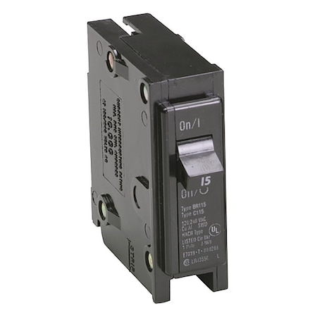 Eaton Circuit Breaker, BR Series, 15A, 1 Pole, 120/240V AC, 10kA BR115