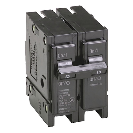 Eaton Circuit Breaker, BR Series, 15A, 2 Pole, 120/240V AC, 10kA BR215