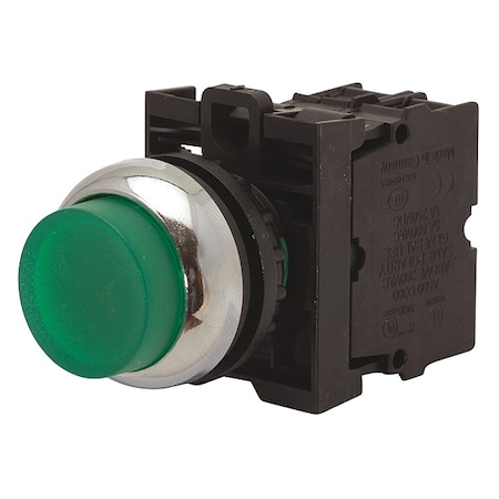 Eaton Illuminated Push Button, 22.5 mm, 2NO, Green M22-DLH-G-K20-G