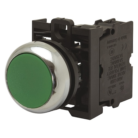 Eaton IllumPushButton, FullVoltage, Green, 1NO M22-DRL-G-K10-G