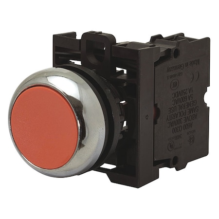 Eaton Flush Push Button, Red, Non-Illum, 22mm M22-D-R