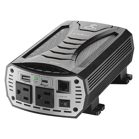 Cobra Power Inverter, Pure Sine Wave, 800 W Peak, 400 W Continuous, 4 Outlets CPI400PSW