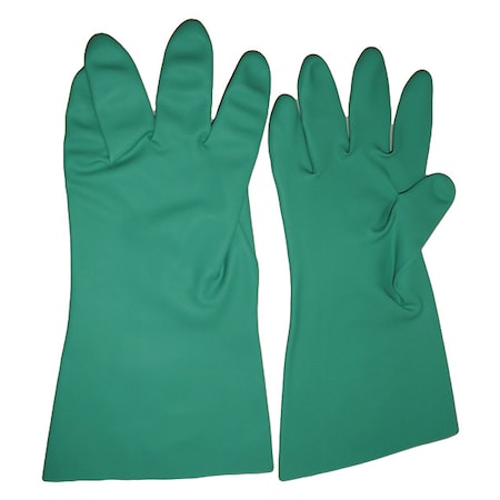 Zoro Select Chemical-Resistant Gloves, Nitrile, 15 in L, 22 mil, Green, L, 1 PR 60KV30