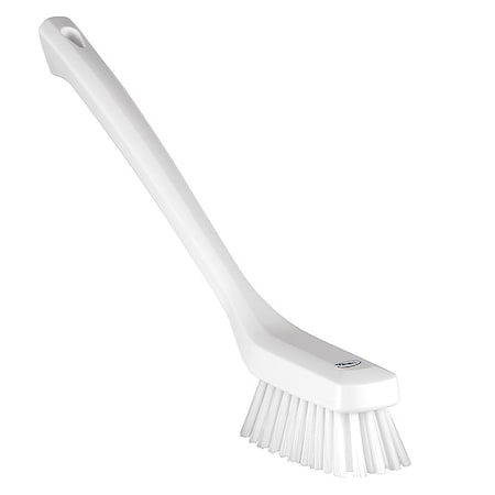 Remco 1 73/100 in W Scrub Brush, Stiff, 12 in L Handle, 4 33/100 in L Brush, White, Plastic 41855