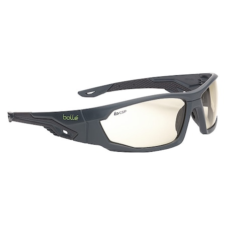 Bolle Safety MERCURO, Safety Glasses, Anti-Fog, Anti-Static & Anti-Scratch, Gray Lens, Black/Green Frame MERPSF