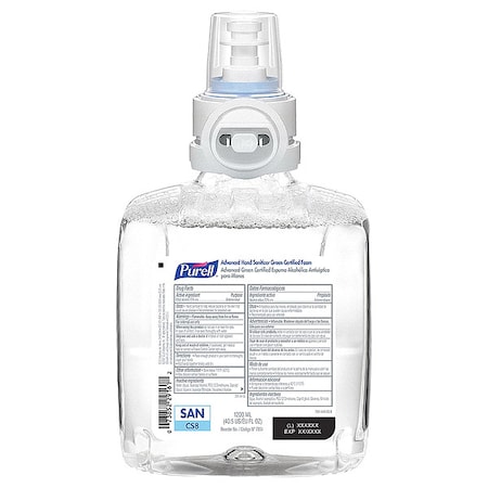 Purell Hand Sanitizer, CS8 Series, Foam, Cartridge, 1,200 mL, Requires Dispenser, 2 PK 7851-02