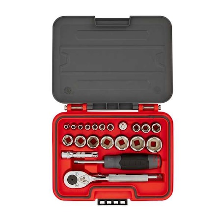 Proto 1/4 in, 3/8 in Drive Socket Set SAE 22 Pieces 3/16 in to 3/8 in , Chrome J47122S