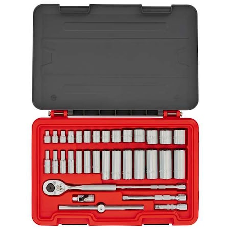 Proto 3/8 in Drive Socket Set Metric, SAE 63 Pieces 1/4 in to 1 in, 5.5 mm to 20 mm , Chrome J52363S
