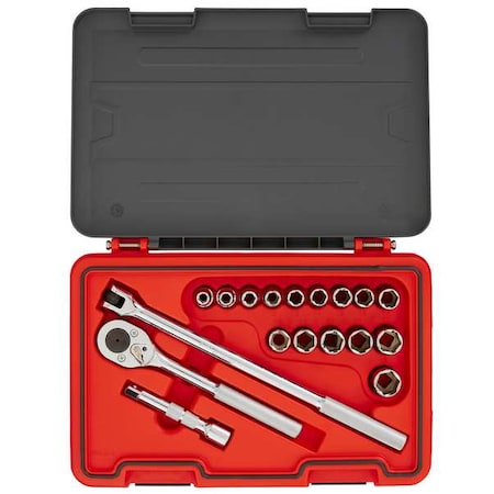 Proto 1/2 in Drive Socket Set Metric 18 Pieces 9 mm to 23 mm , Chrome, J54218S J54218S