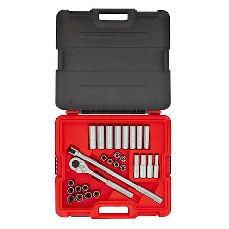 Proto 1/2 in Drive Socket Set Metric 30 Pieces 8 mm to 21 mm , Chrome J54230T