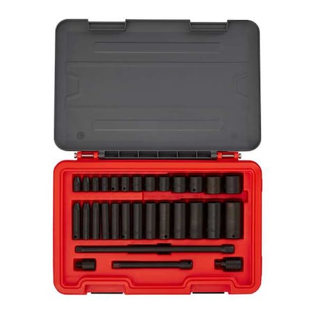 Proto 3/8 in Drive Socket Set SAE 31 Pieces 1/4 in to 1 in , Black Phosphate J72131IM