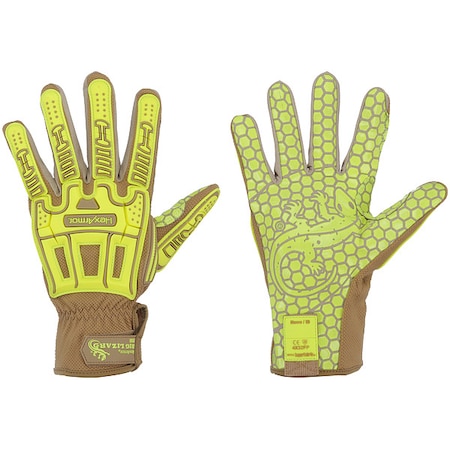 Hexarmor Rig Lizard(R) Safety Gloves, Synthetic Leather Palm, TPR Back, XS (6), Hi Vis; Tan 2030X-XS (6)