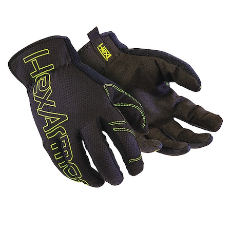 Hexarmor Hex1(R) Mechanics Gloves, Synthetic Leather Palm, Mesh Back, M, Black/Lime 2133-M (8)