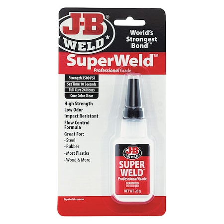 J-B Weld Instant Adhesive, Clear, 0.7 oz, Bottle 33120