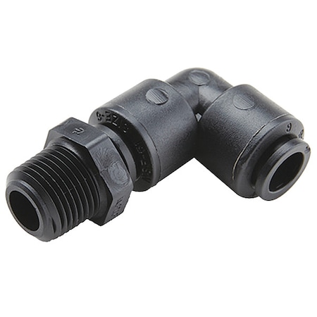 Trueseal Push-Fit Elbow Fitting, 1/4 in Tube Size, PVDF, Black FB4MES4-HBLK