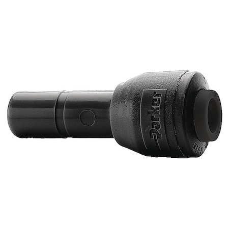 Parker Push-Fit Adapter Fitting, 3/8 in Tube Size, PVDF, Black FB6RD8-HBLK-SF