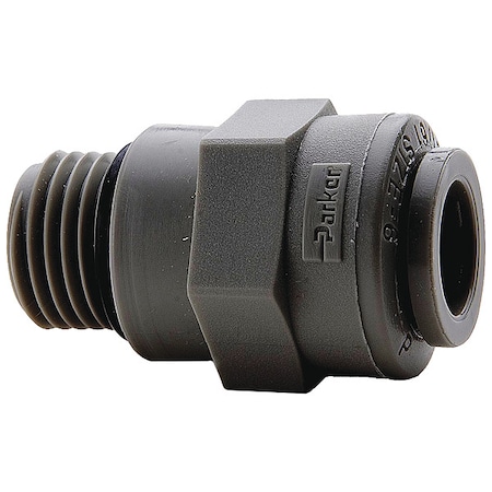 Trueseal Push-Fit Adapter Fitting, 3/8 in Tube Size, PVDF, Black FB6ST9-HBLK