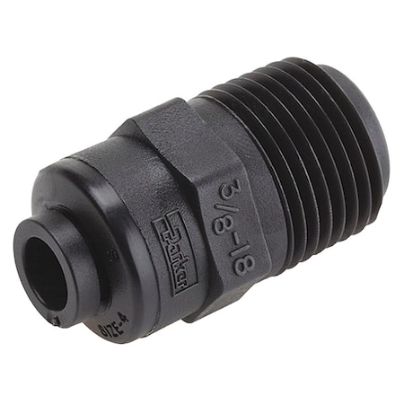 TRUESEAL Male Connector, 3/8 in Tube Size, PVDF, Black FB6MC4-HBLK