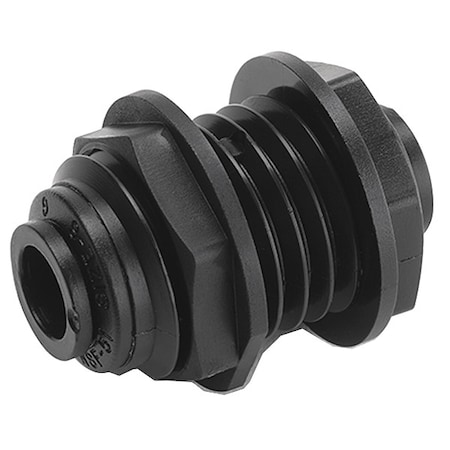 Trueseal Push-Fit Union Fitting, 3/8 in Tube Size, PVDF, Black FB6BU6-HBLK