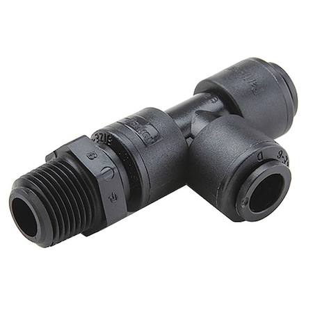 Trueseal Push-Fit Tee Fitting, 1/4 in Tube Size, PVDF, Black FB4MRS4-HBLK