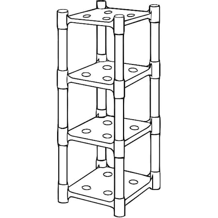 Tolco Plastic Shelving, 14 in D, 14 in W, 37 in H, 4 Shelves, Gray 60NN30