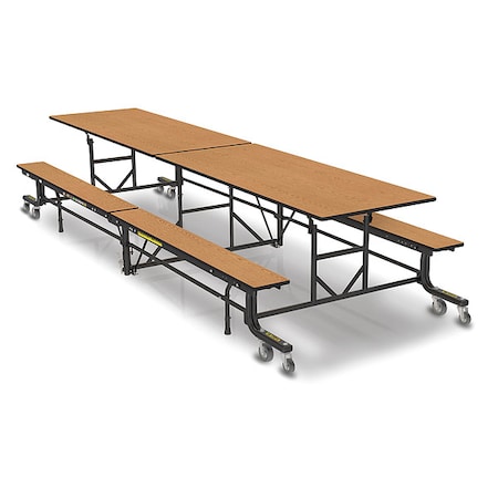 Palmer Hamilton Rectangle Cafeteria Bench Table, 145 in W, 29 in H, Golden Oak 19F18293012OB