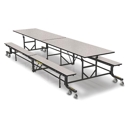 Palmer Hamilton Rectangle Cafeteria Bench Table, 145 in W, 29 in H, White Nebula 19F18293012WNB