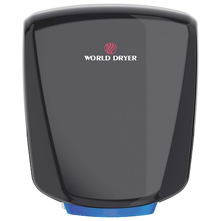 World Dryer Automatic Hand Dryer, 8 sec Dry, 69 dB, 120V AC; 208V AC; 240V AC; 277V AC, Black, Epoxy Q-162A2