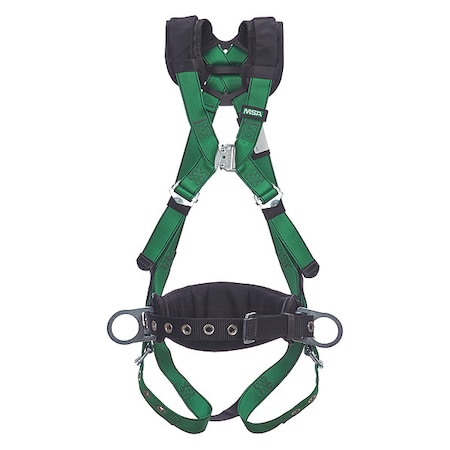 Msa Safety V-FORM(TM) Safety Harness Fall Protection Harness, 2XL, 400 lb, Quick-Connect Chest/ 10207736
