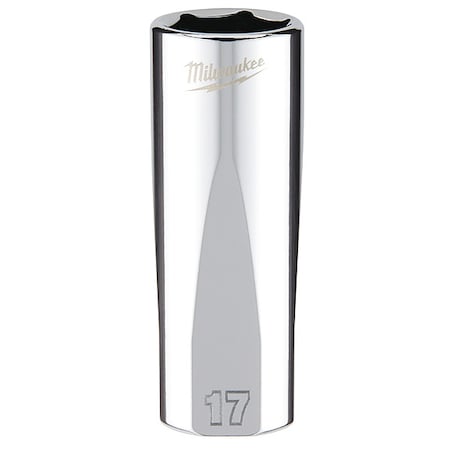 Milwaukee Tool 3/8 in. Drive 17mm Metric 6-Point Deep Socket with FOUR FLAT Sides 45-34-0117