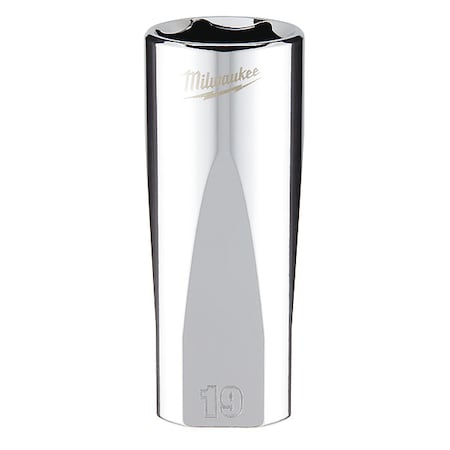 Milwaukee Tool 3/8 in. Drive 19mm Metric 6-Point Deep Socket with FOUR FLAT Sides 45-34-0119