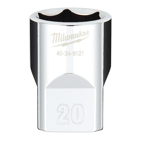 Milwaukee Tool 1/2 in. Drive 20mm Metric 6-Point Socket with FOUR FLAT Sides 45-34-9121