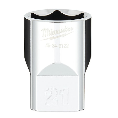 Milwaukee Tool 1/2 in. Drive 21mm Metric 6-Point Socket with FOUR FLAT Sides 45-34-9122