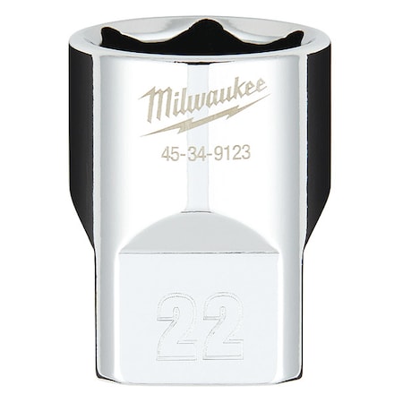 Milwaukee Tool 1/2 in. Drive 22mm Metric 6-Point Socket with FOUR FLAT Sides 45-34-9123
