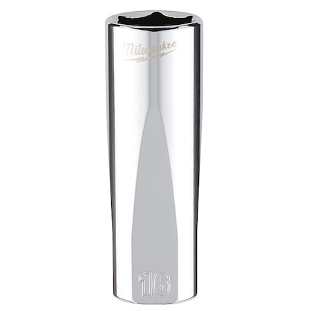 Milwaukee Tool 3/8 in. Drive 16mm Metric 6-Point Deep Socket with FOUR FLAT Sides 45-34-9095