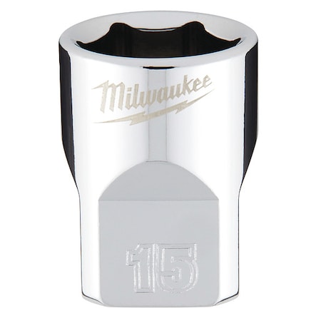 Milwaukee Tool 3/8 in. Drive 15mm Metric 6-Point Socket with FOUR FLAT Sides 45-34-9085