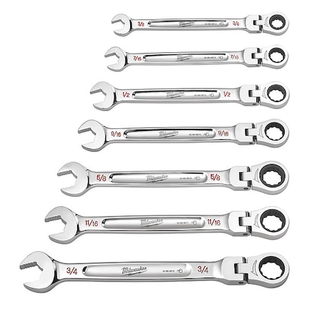 Milwaukee Tool 7pc SAE Flex Head Combination Wrenches 48-22-9429