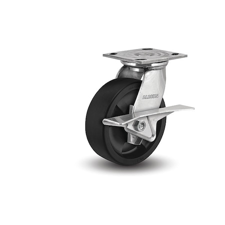 Albion 5" X 2" Non-Marking Nylon Glass Filled Hi Temp Swivel Caster, Cam Brake, Loads Up To 1000 lb 05HT05201SCB