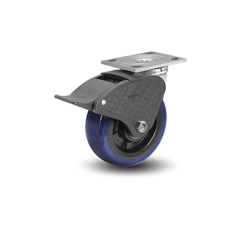 Albion 4" X 2" Non-Marking Polyurethane Premium Swivel Caster, Total Lock Brake, Loads Up To 600 lb 16EG04201ST