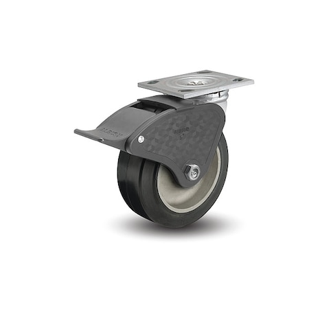 Albion 6" X 2" Non-Marking Rubber Mold On Swivel Caster, Total Lock Brake, Loads Up To 550 lb 16MD06201ST